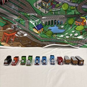 Thomas The Tank Engine Train Mini Figure Lot Of 11 Figurines W Portable Play Mat
